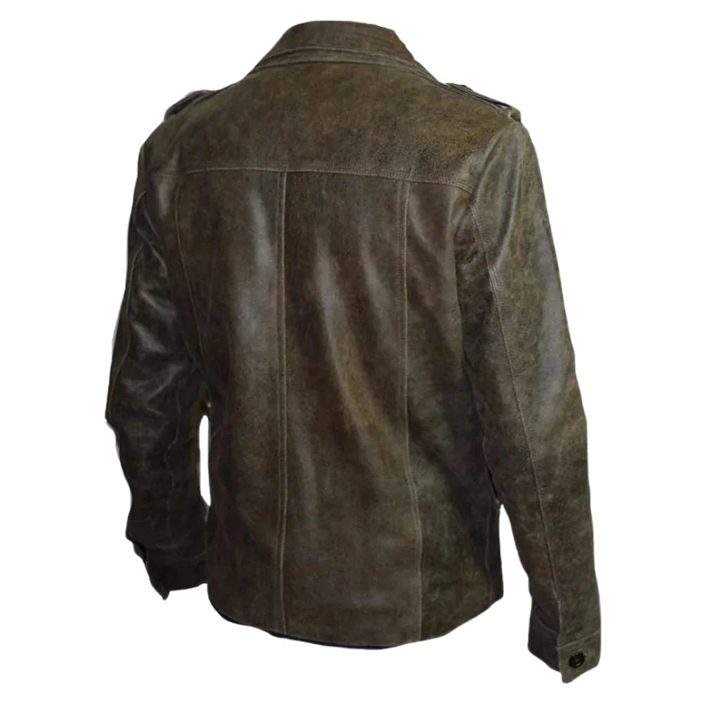 Vintage Blast leather jacket with point collar
