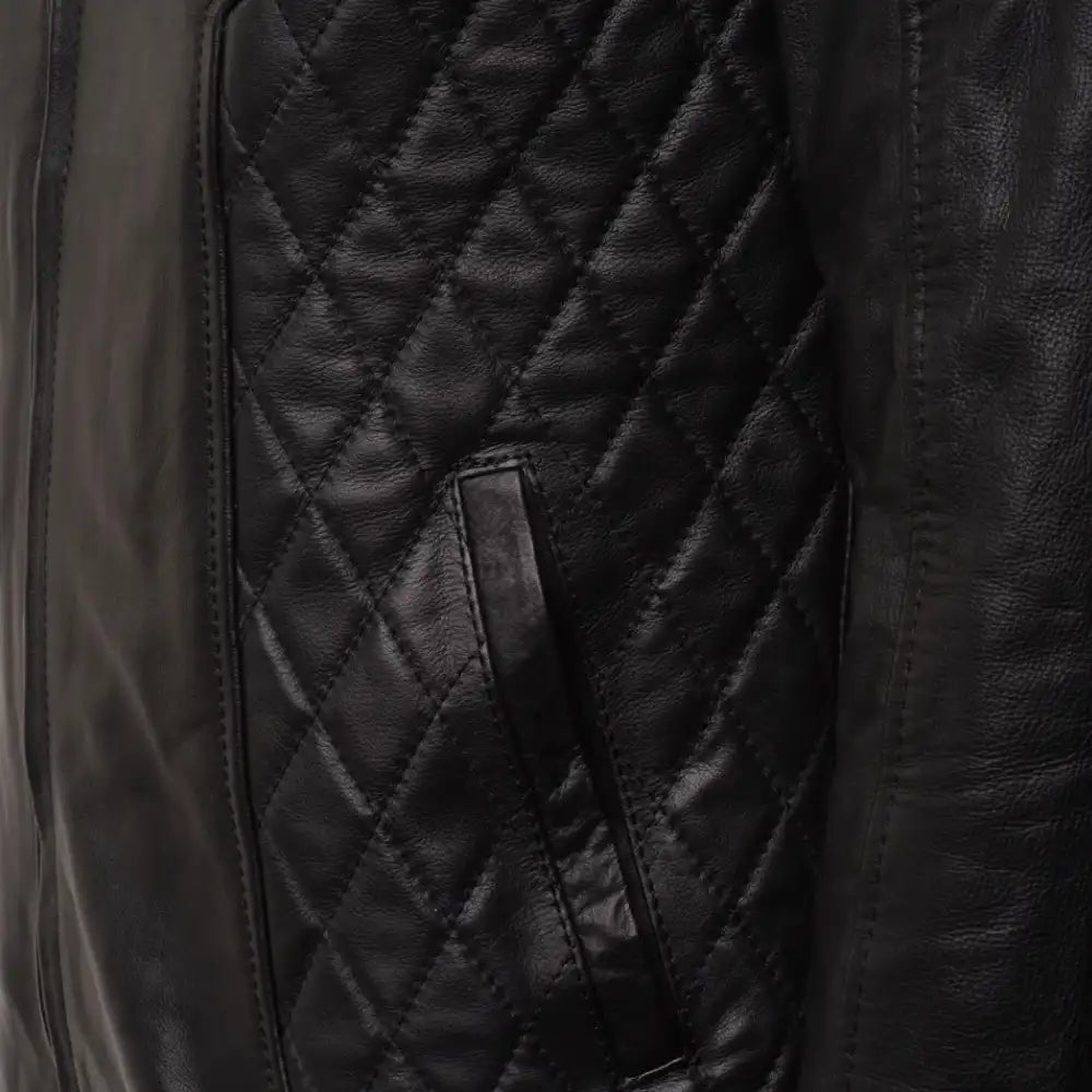 Welsh's moto style leather jacket with diamond stitching details