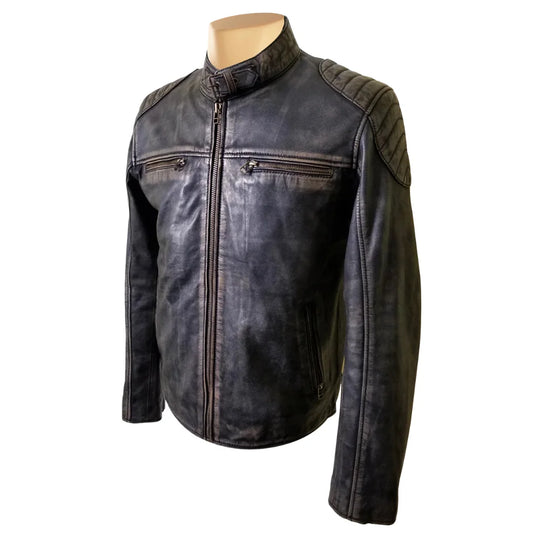 Hendrix's Distressed Leather Jacket with collar belt