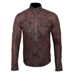 Distressed brown Leather Shirt