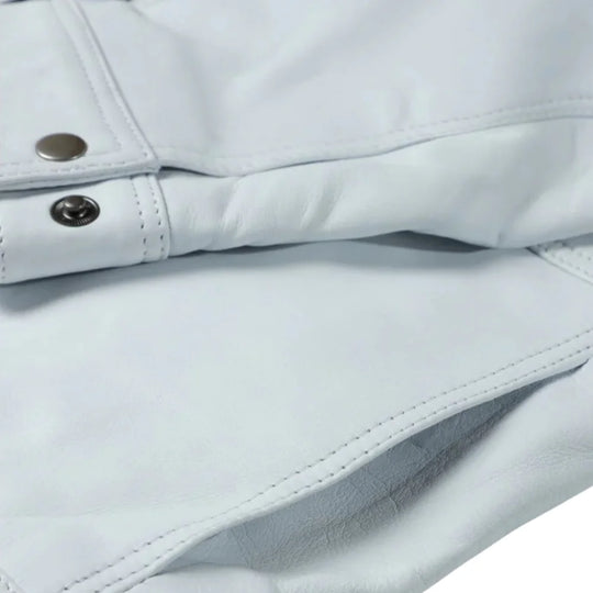 Plain White moto style leather jacket