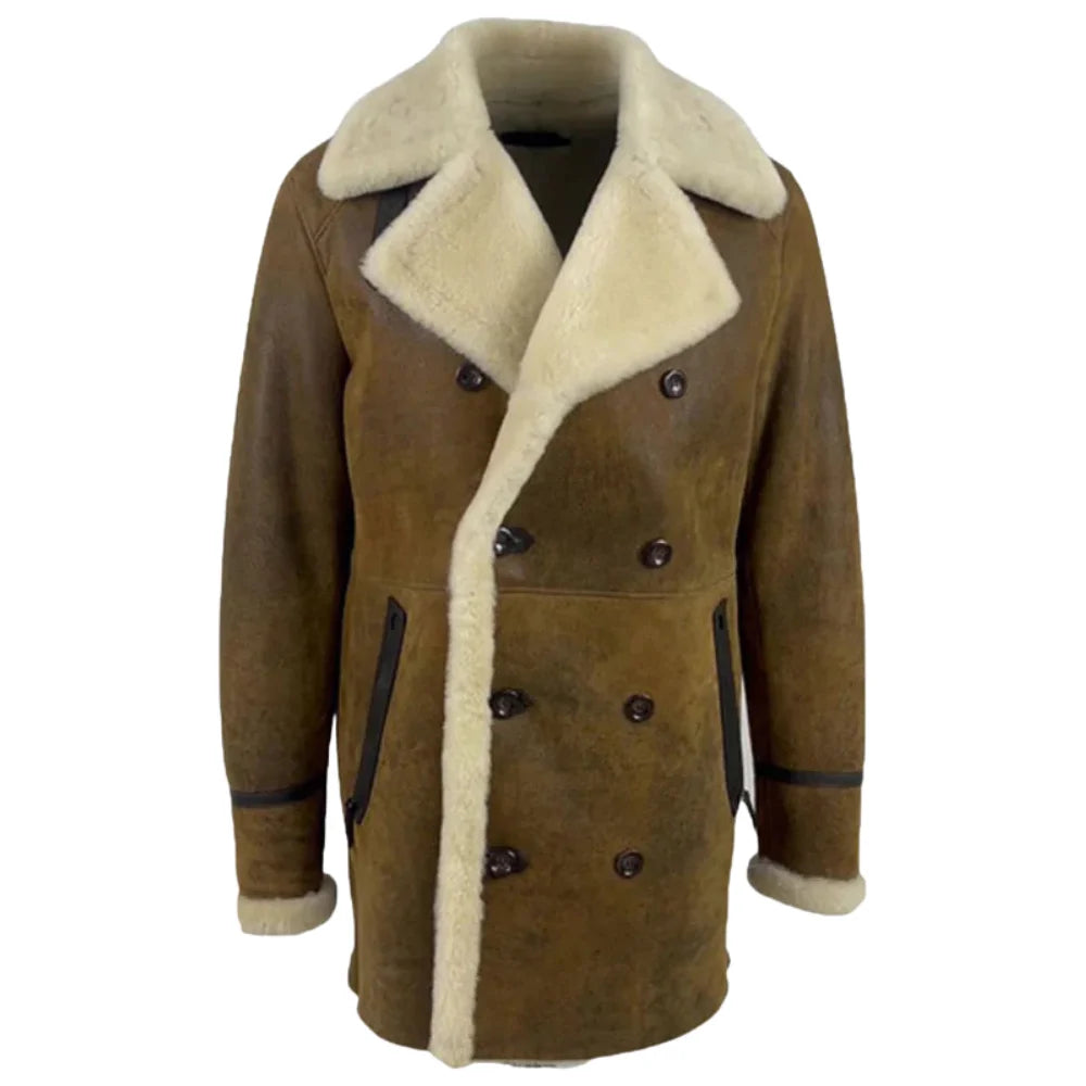 Tyler's Distressed Shearling Trench Coat