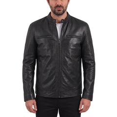 Bandit Black Cafe Racer Heavy Leather Jacket