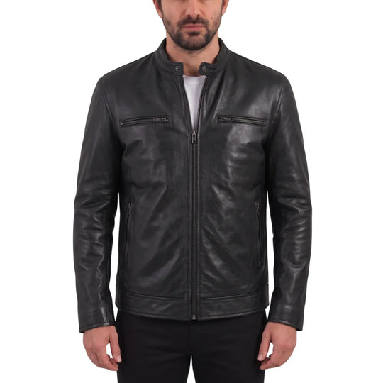 Bandit Black Cafe Racer Heavy Leather Jacket