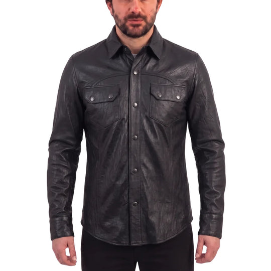 Classic Black Leather Shirt