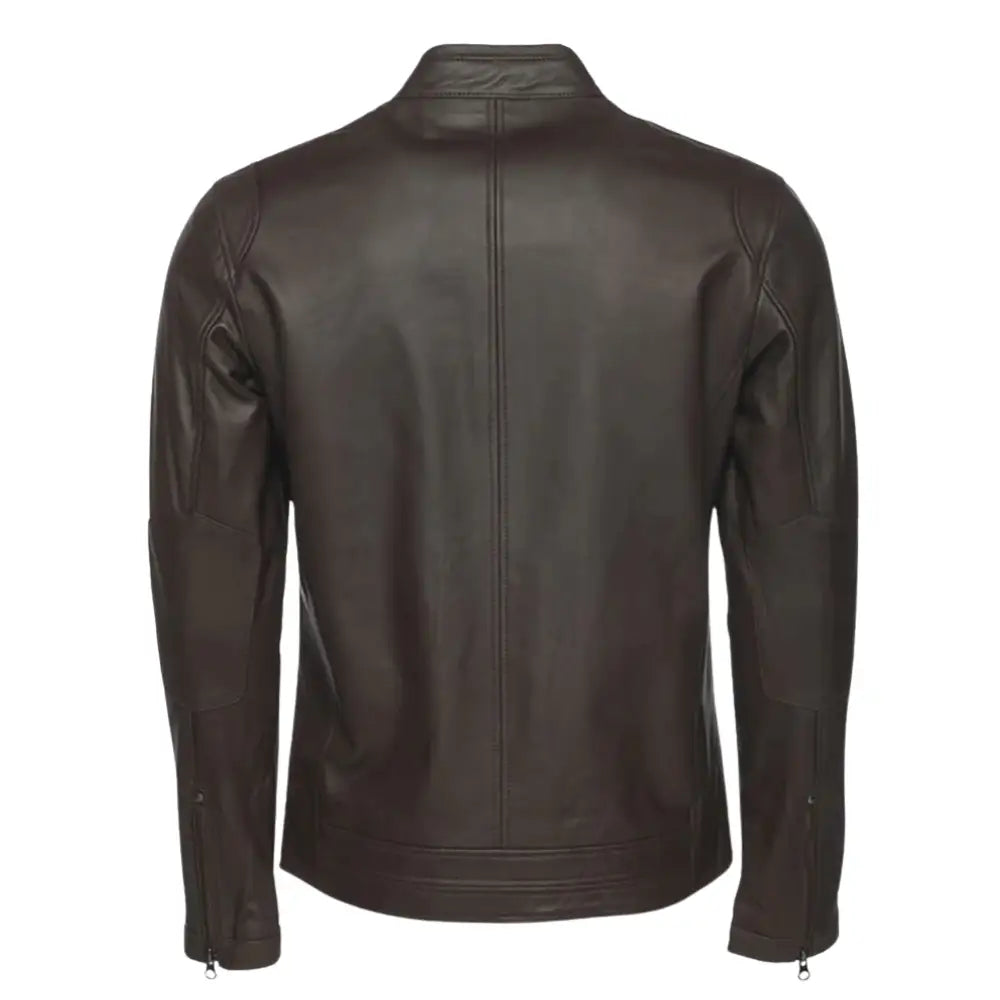 Arthur Dark Brown Café Racer Leather Jacket back view brown leather jacket