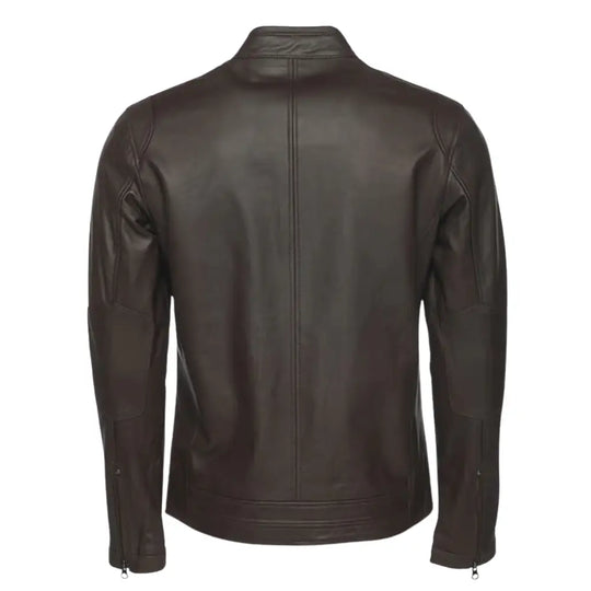 Arthur Vintage Brown Café Racer Leather Jacket back view brown leather jacket