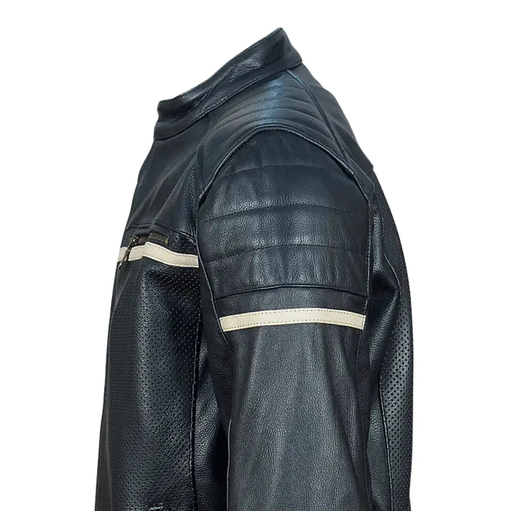 Close-up of the zippered sleeve cuffs, designed for a snug fit over riding gloves and a classic vintage look.