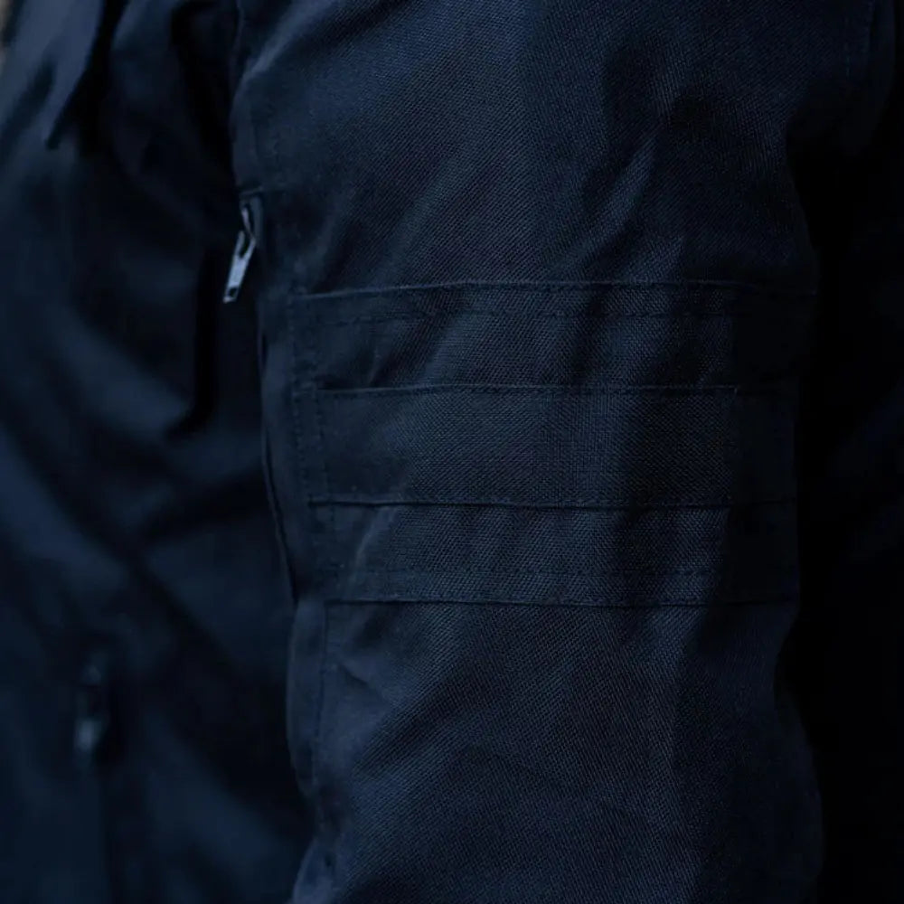 Black Armored Air Ventilation Waterproof Leather Motorcycle Jacket sleeve detail armored leather cuff