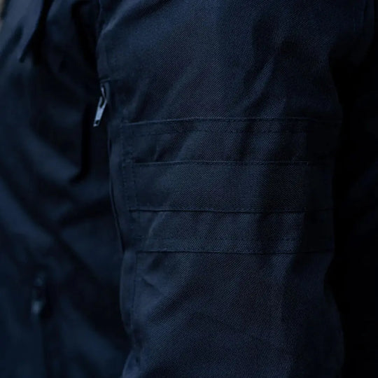 Black Armored Air Ventilation Waterproof Leather Motorcycle Jacket sleeve detail armored leather cuff