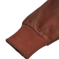 Boyd's Rust Leather Jacket with Ribbed Cuffs sleeve detail rust leather with ribbed cuff