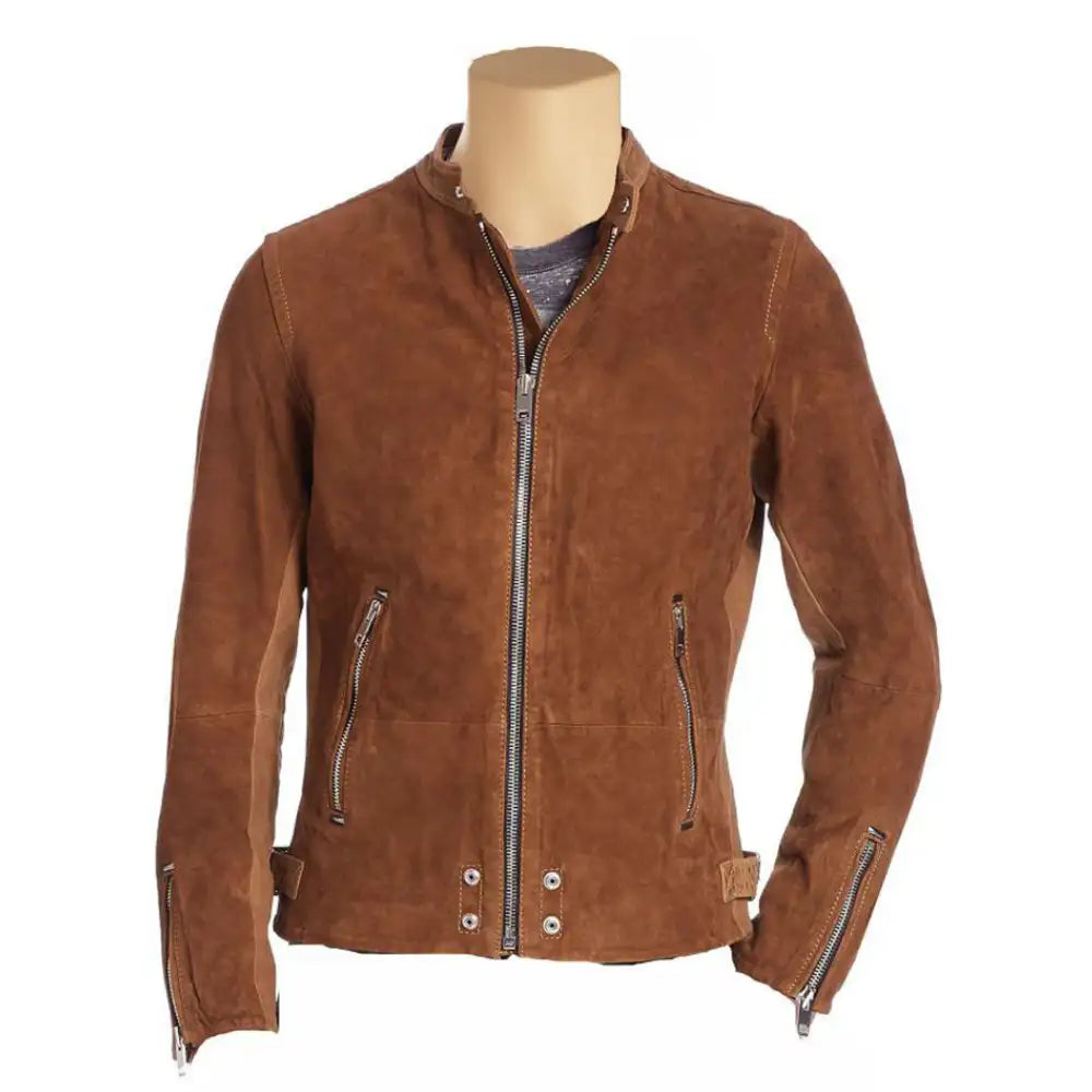 Brown Suede cafe racer jacket
