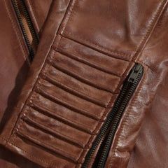 Cafe Racer Distressed Jacket with Piping sleeve detail distressed leather with piping