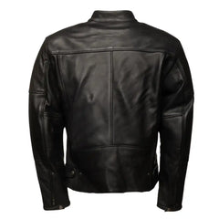 Back view of the Carson jacket showing the single-panel leather back for a smooth, premium look and a tailored, athletic fit.