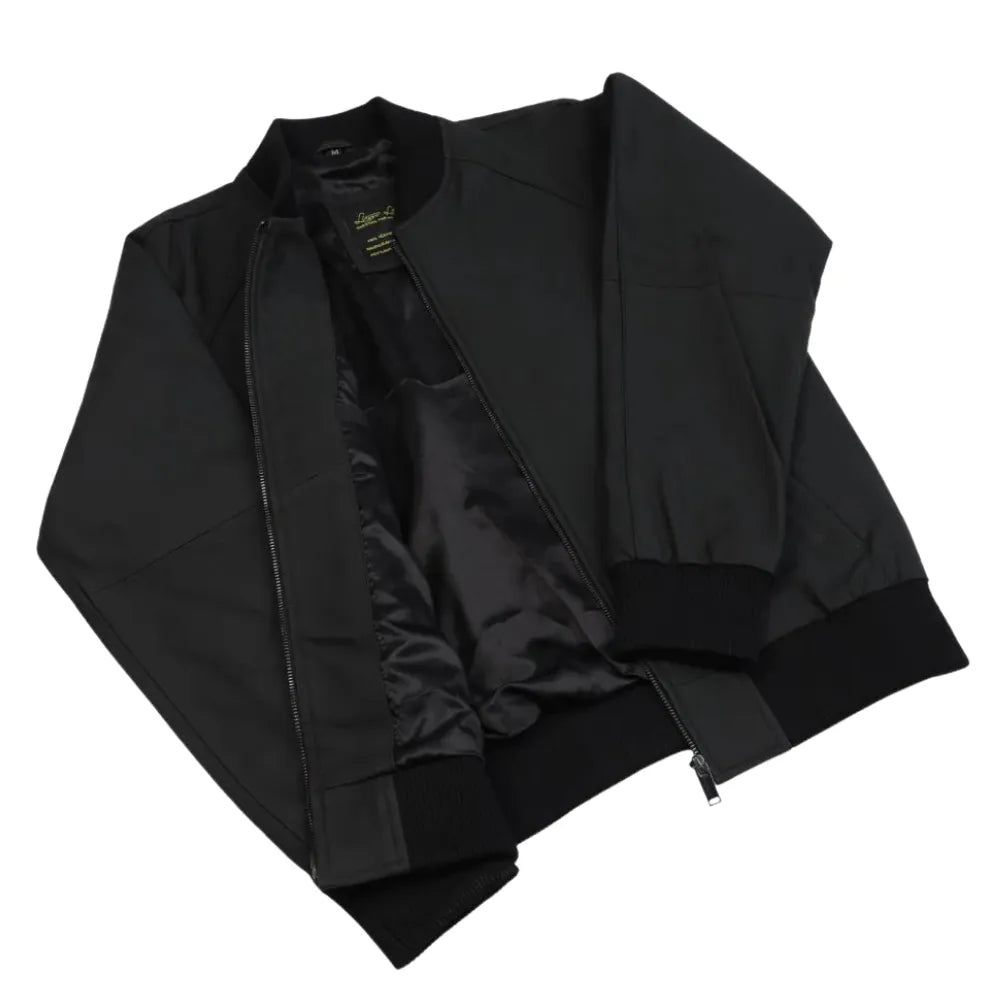 Colt Matte Black Ribbed Bomber Jacket men's matte black ribbed bomber leather jacket front profile