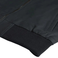 Colt Matte Black Ribbed Bomber Jacket sleeve detail showing ribbed cuff texture