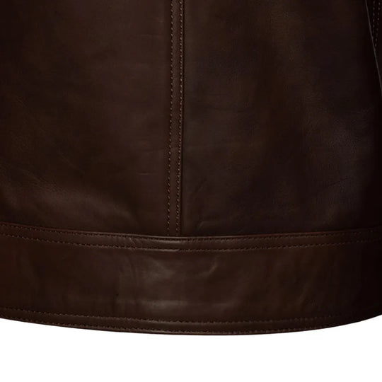 Declan Brown Café Racer Leather Jacket rear view leather racer jacket