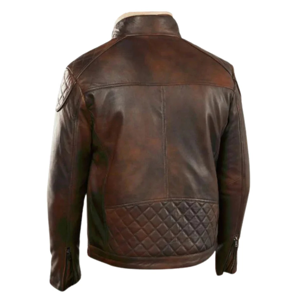 Desert Leather Jacket back view light brown leather jacket