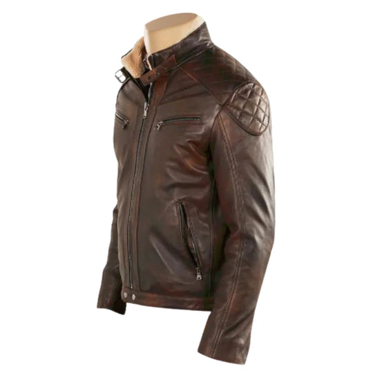Desert Leather Jacket side view desert tone leather jacket