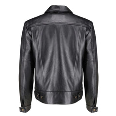 Griff Black Denim Style Leather Jacket rear view denim style leather jacket