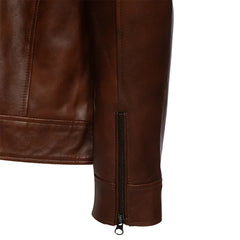Kai Classic Two Tone Brown Leather Jacket sleeve detail two tone leather