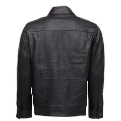 Mason Trucker Leather Jacket back view black leather trucker jacket
