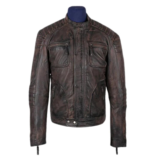 Men's Benton Distressed moto style Leather Jacket