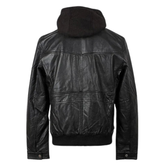 Men's Turku Black Leather Jacket back view black leather jacket