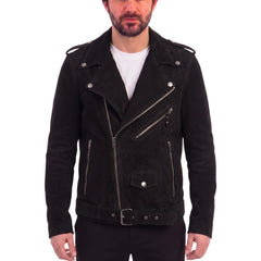 Suede Belted Leather Biker Jacket