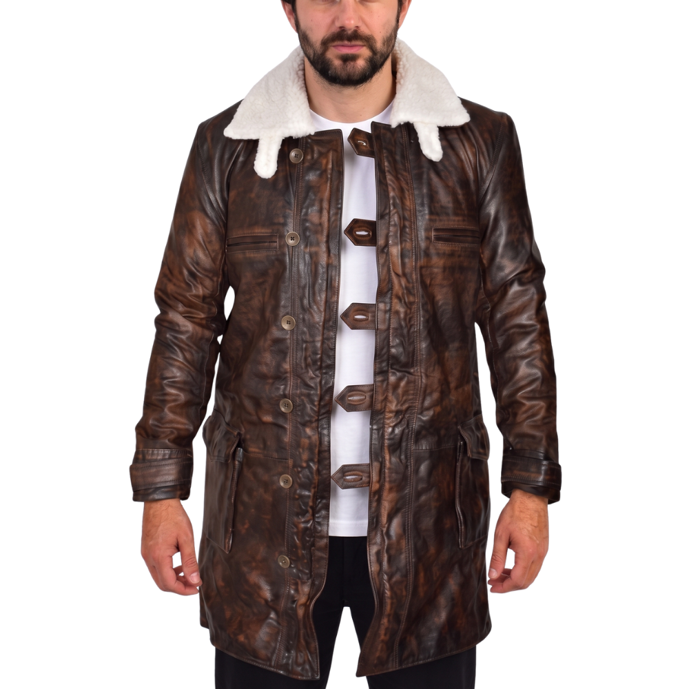The Dark Knight Rises Bane's Distressed Leather Trench Coat