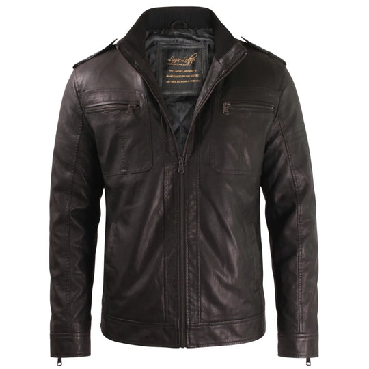 Black jacket with straight collar and shoulder epaulettes