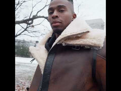 Richard's vintage Distressed brown Aviator Bomber shearling Jacket