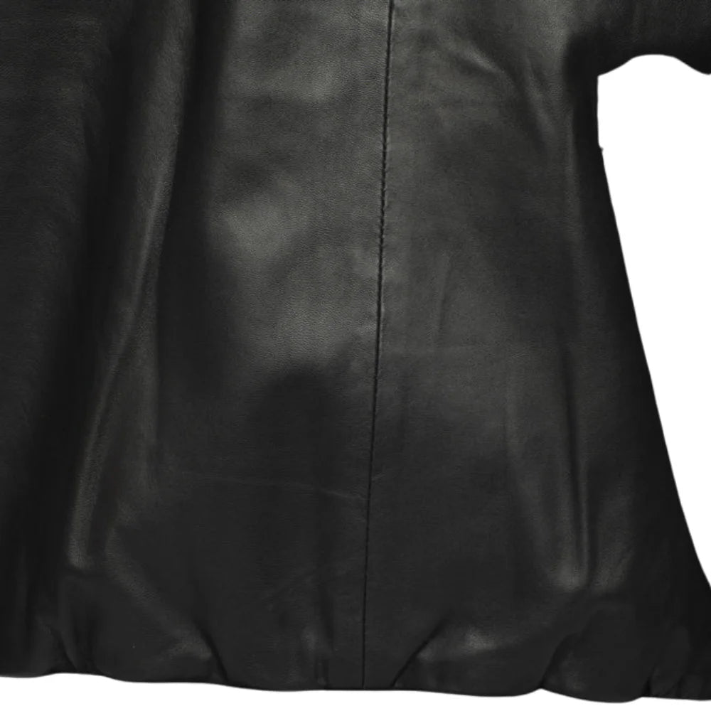 Victor Black Varsity Leather Jacket rear view varsity style leather jacket