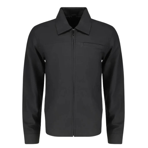 Zane matte black collared leather jacket