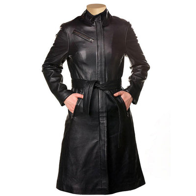 Women's Leather & Faux Plus Size Woman Double Breasted Jacket Female Pu  Trench Coat Belt Suede Overcoat Long Black Red 4XL 5XL