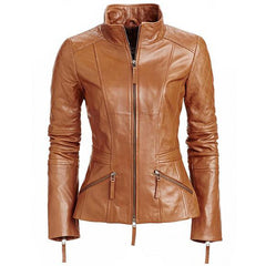 Cui Ribbed Cuff Faux Leather Jacket