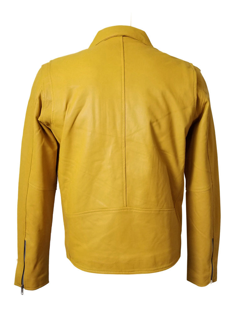 Men's Classic Baseball Leather Jacket [Yellow] – LeatherKloset