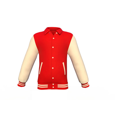 Brand New Red Varsity Letterman Jacket with Cream Sleeves