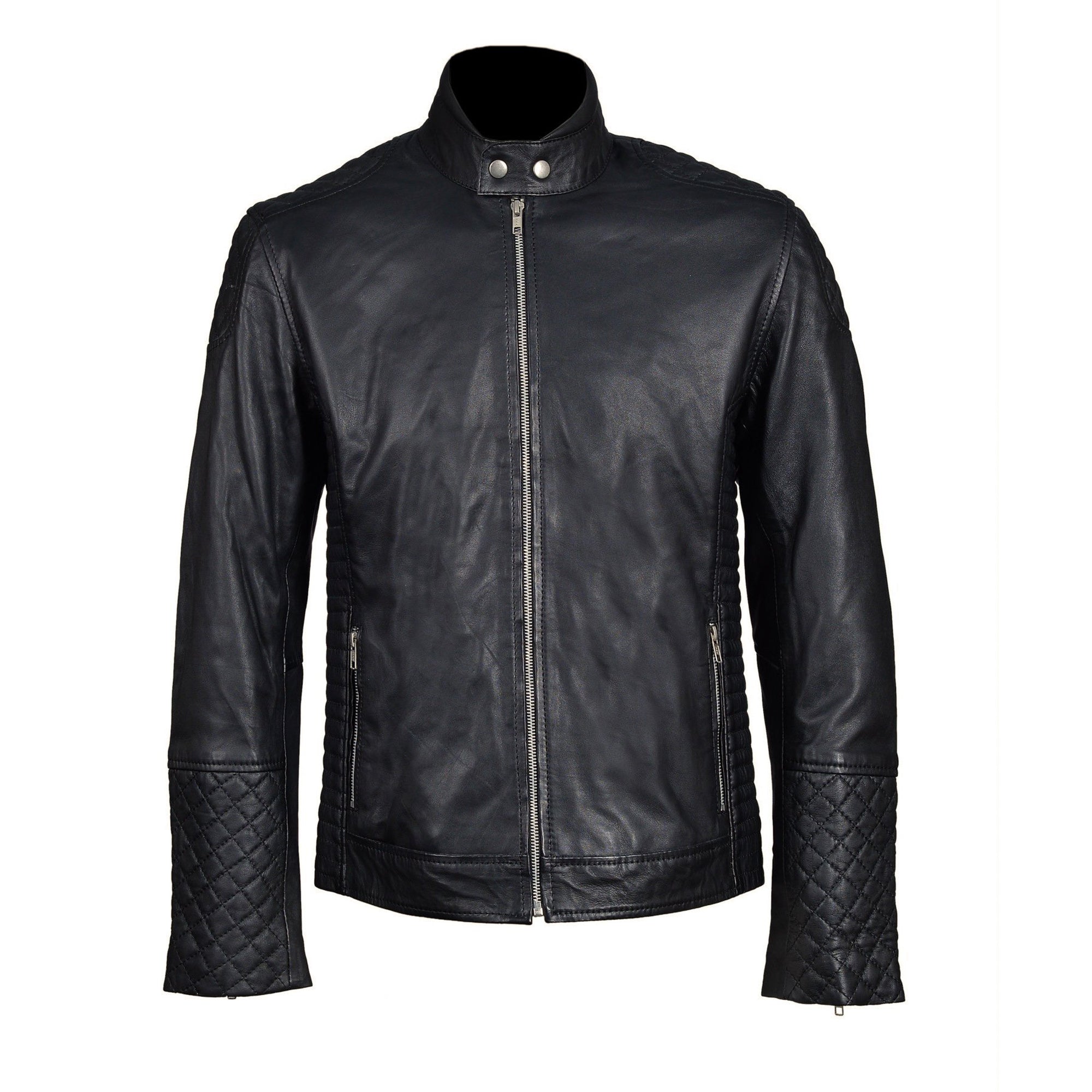 Tyrons Moto Style Leather Jacket with Quilted Detailing – Lusso Leather