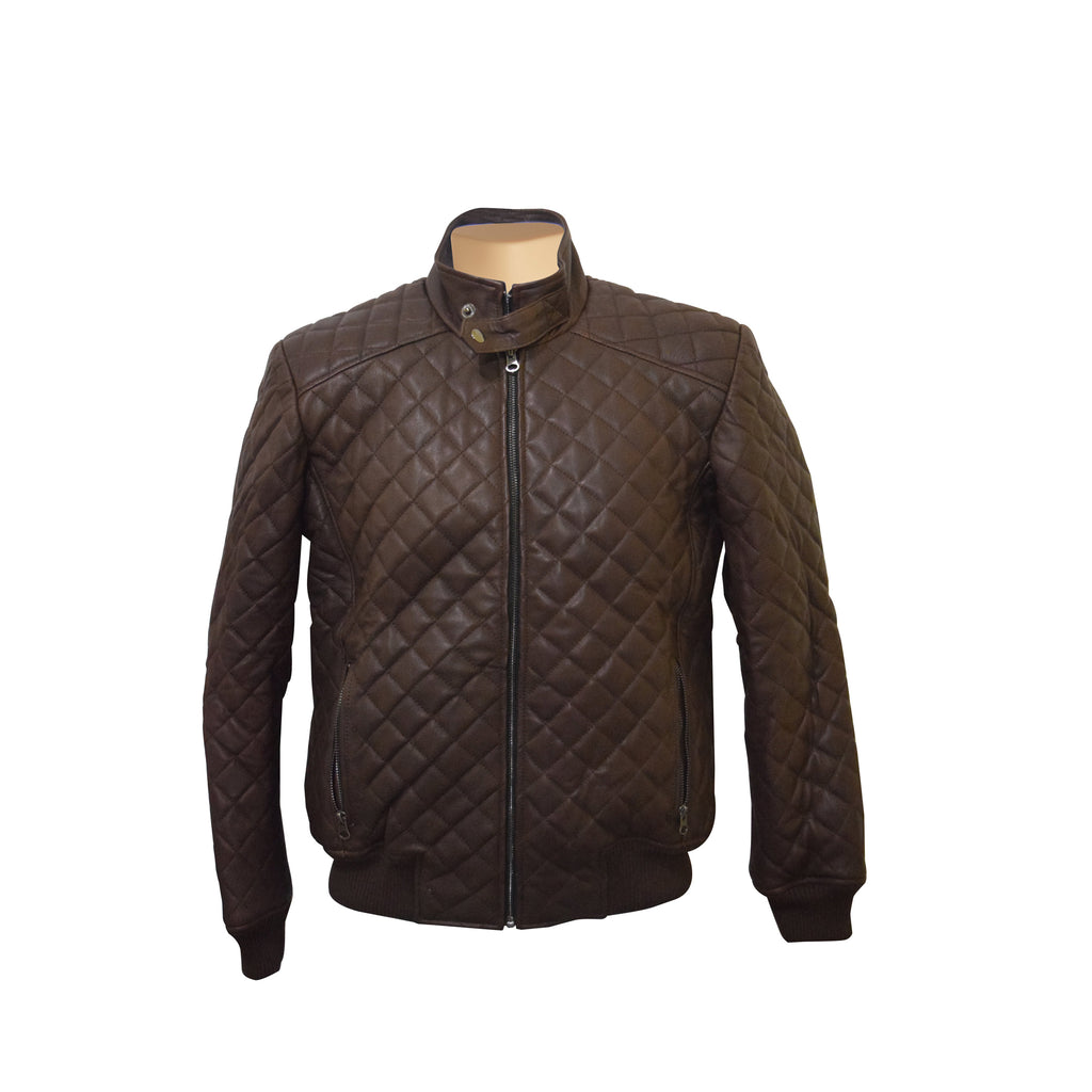 Edmund's Brown Checkered Jacket, leather jacket – Lusso Leather