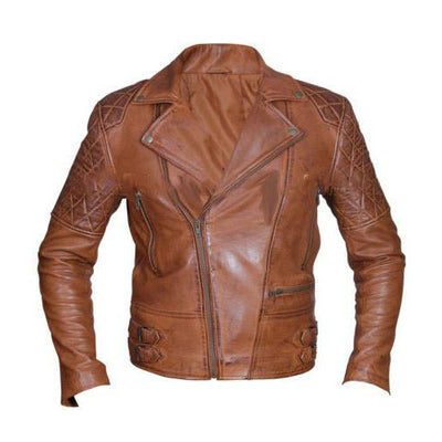 brown distressed leather jacket