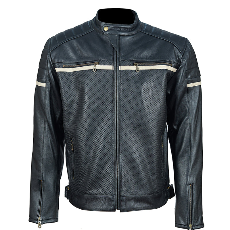 Black Cafe Racer Premium Leather Armored Motorcycle Jacket – Lusso Leather