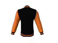Winter Wear Orange Sleeves Black Varsity Letterman Jacket