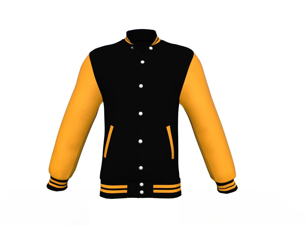 Custom Design Yellow and Black Varsity Jacket - Maker of Jacket