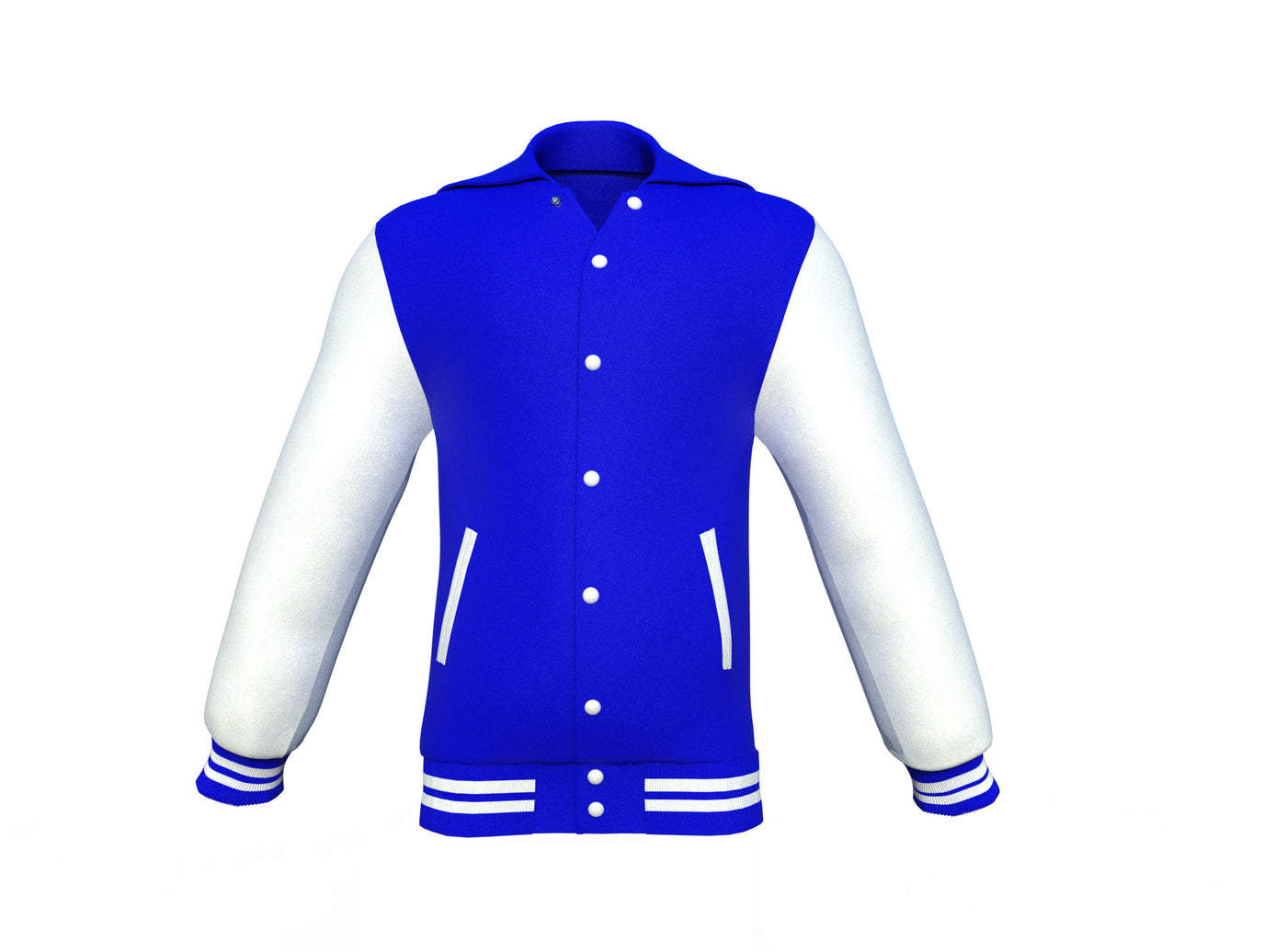 Fashionable Blue Varsity Letterman Jacket with White Sleeves