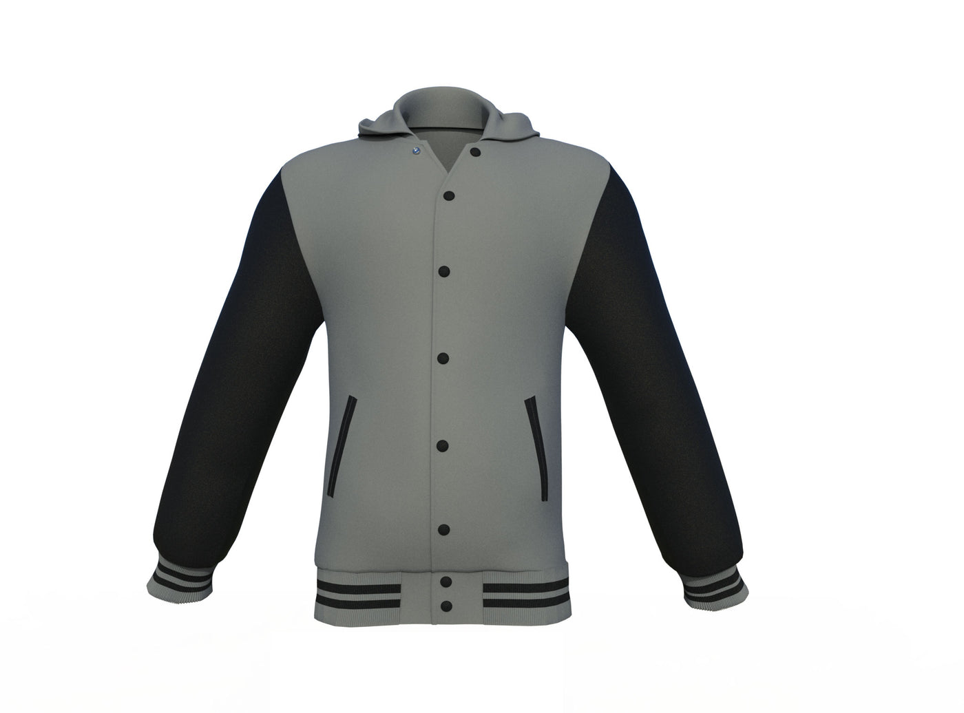 High Class Black Sleeves Grey Varsity Letterman Jacket