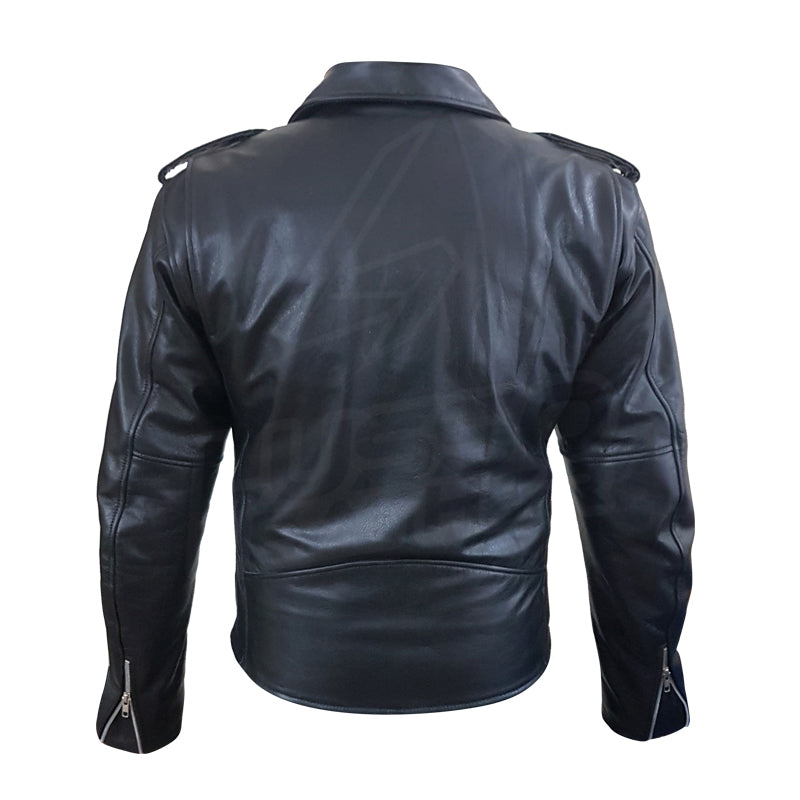 Perfect Biker Style Classic Black Premium Leather Motorcycle Jacket with  removable armor – Lusso Leather