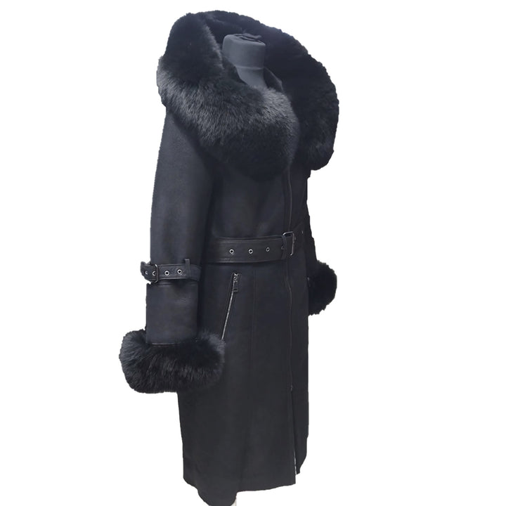Luxury Belted Sheepskin Fur Coat
