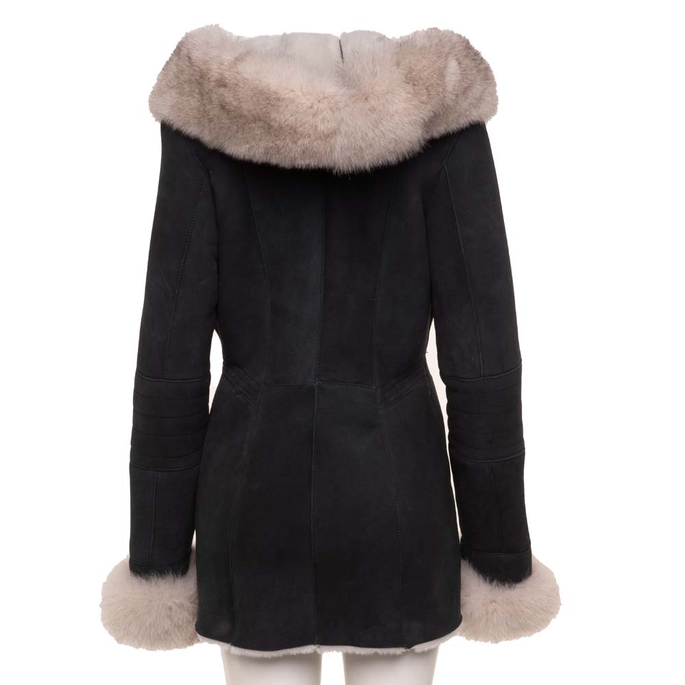 Izzys shearling and fox fur coat