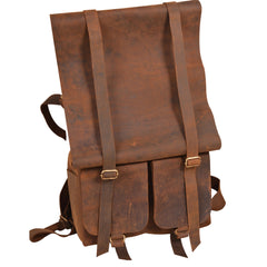 Stylish Parsons Oiled Cowhide Roll Top Backpack